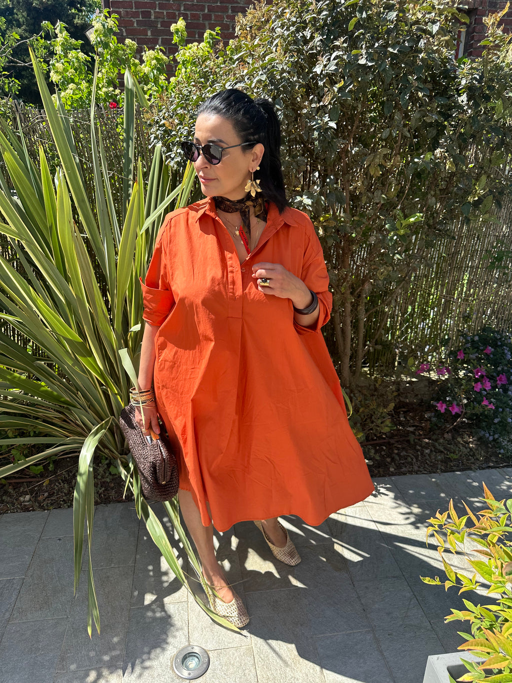 Robe chemise orange