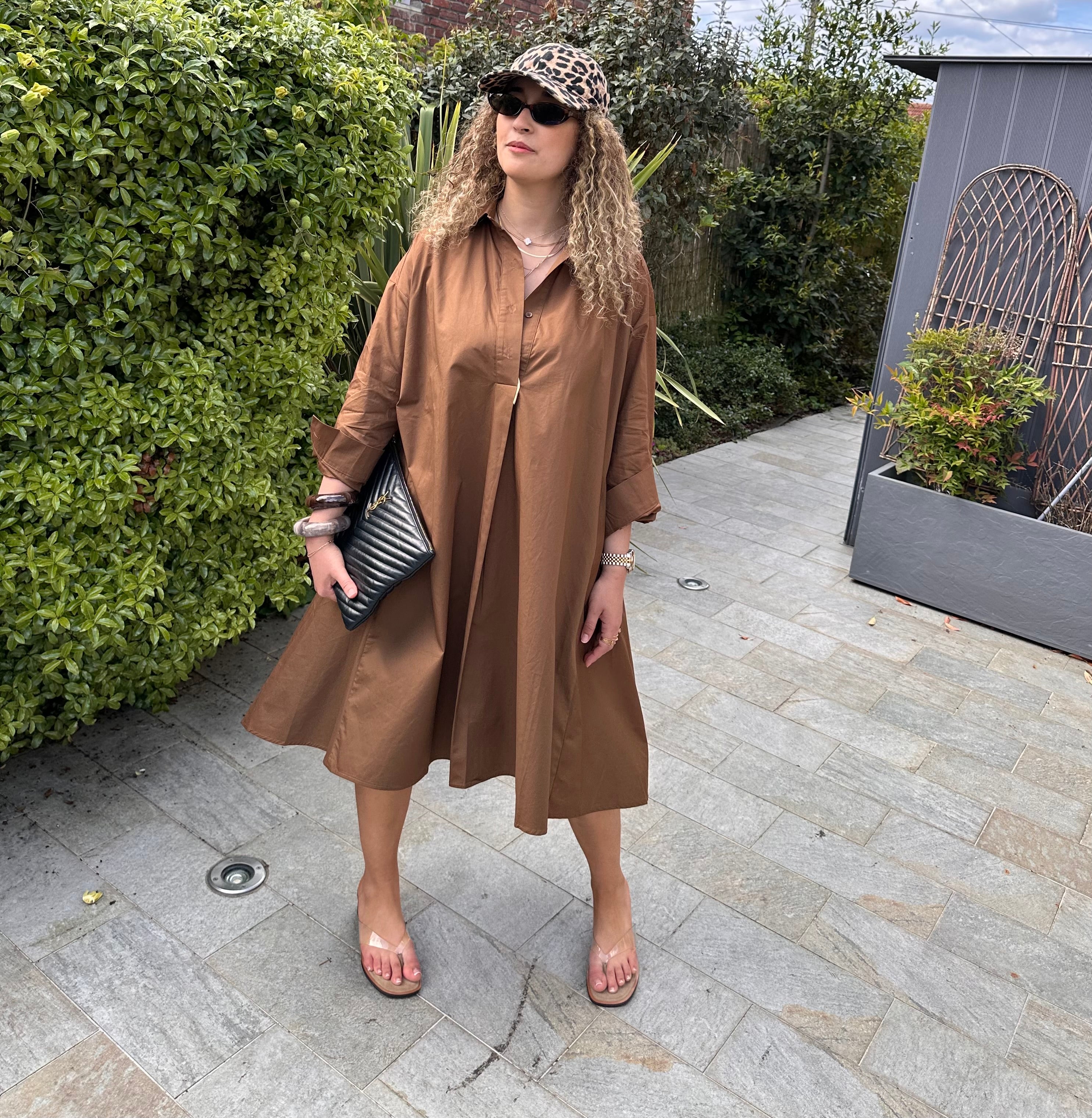 Robe chemise marron