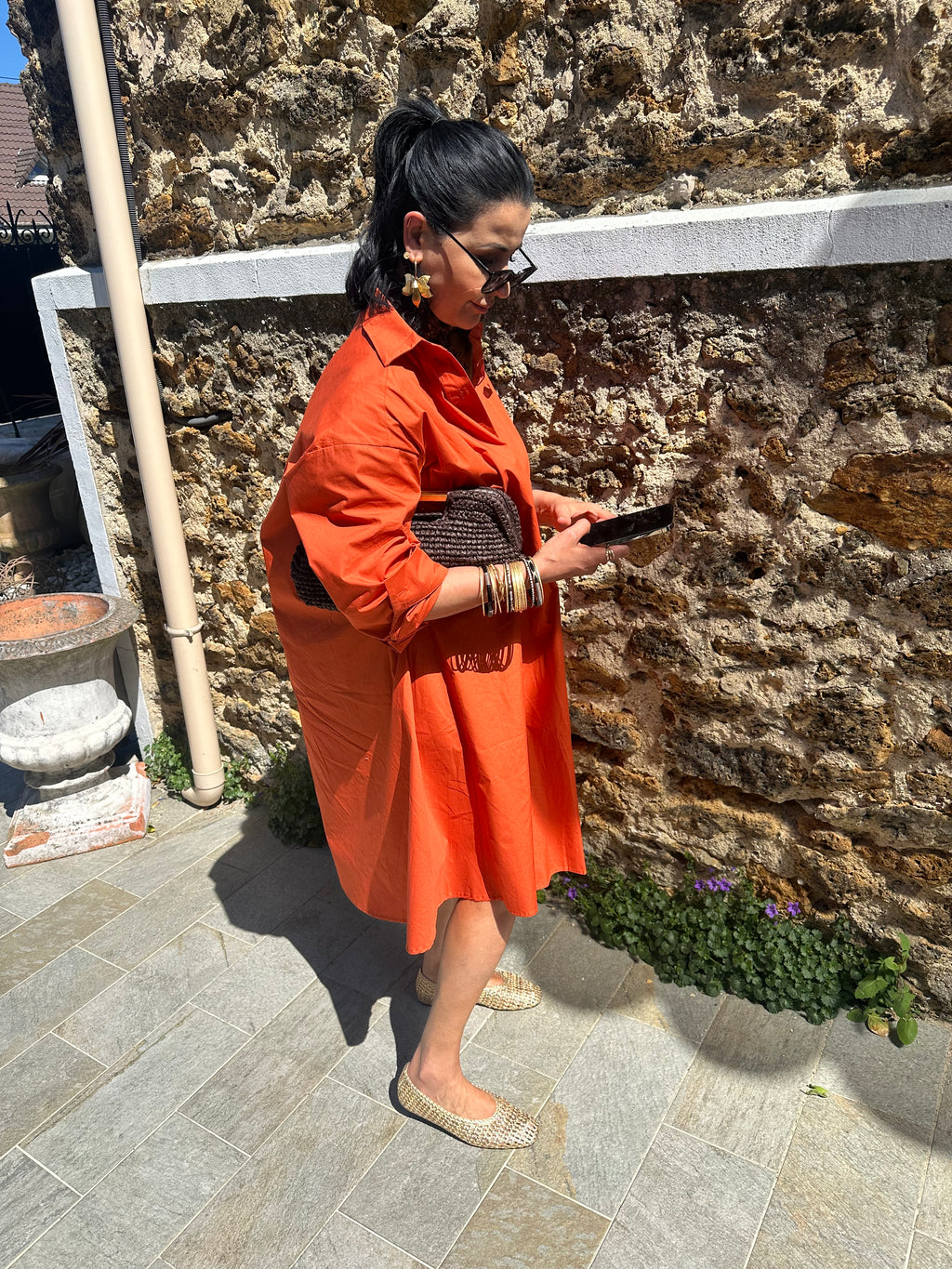 Robe chemise orange