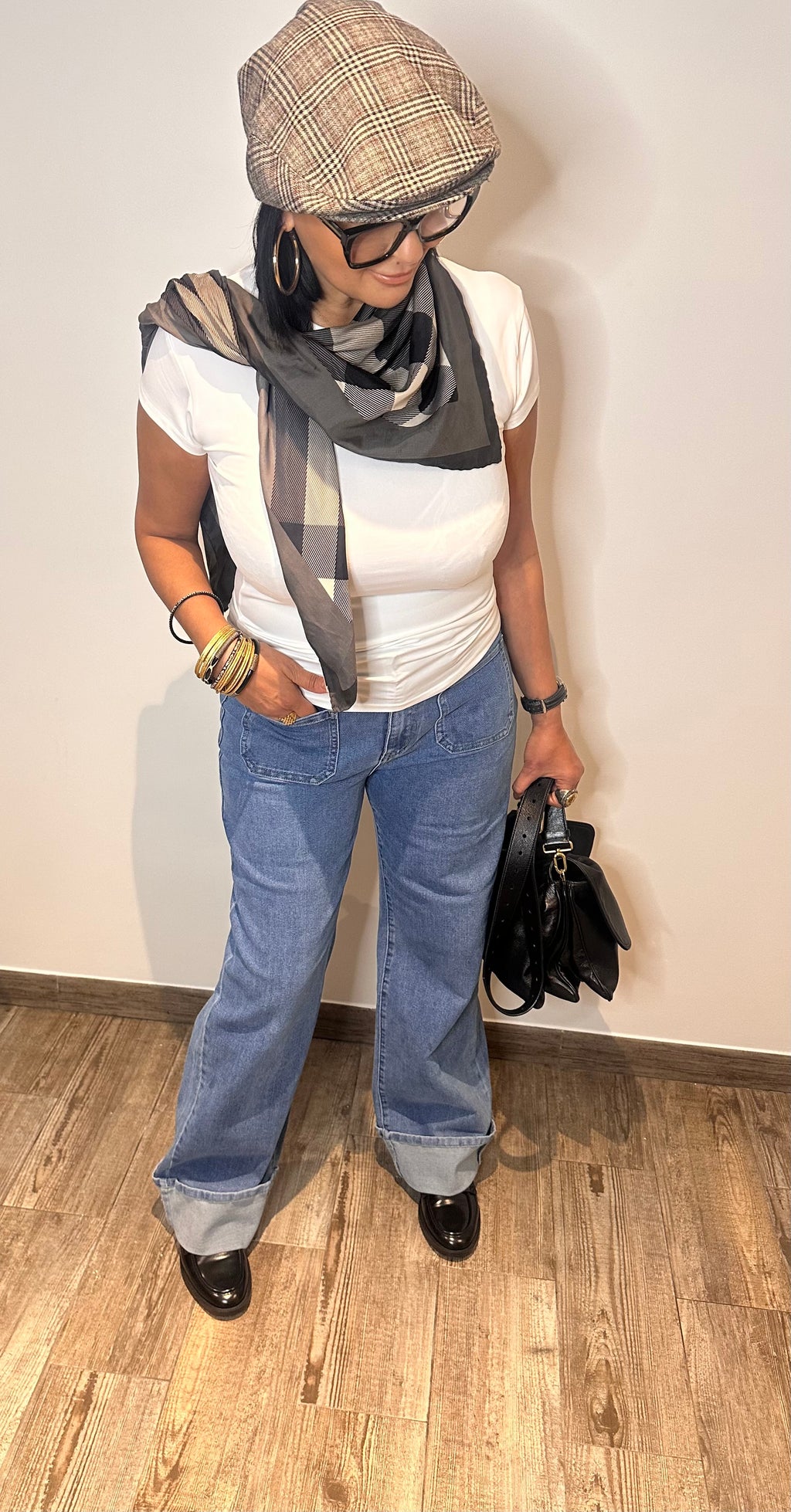 Jean wide leg à revers