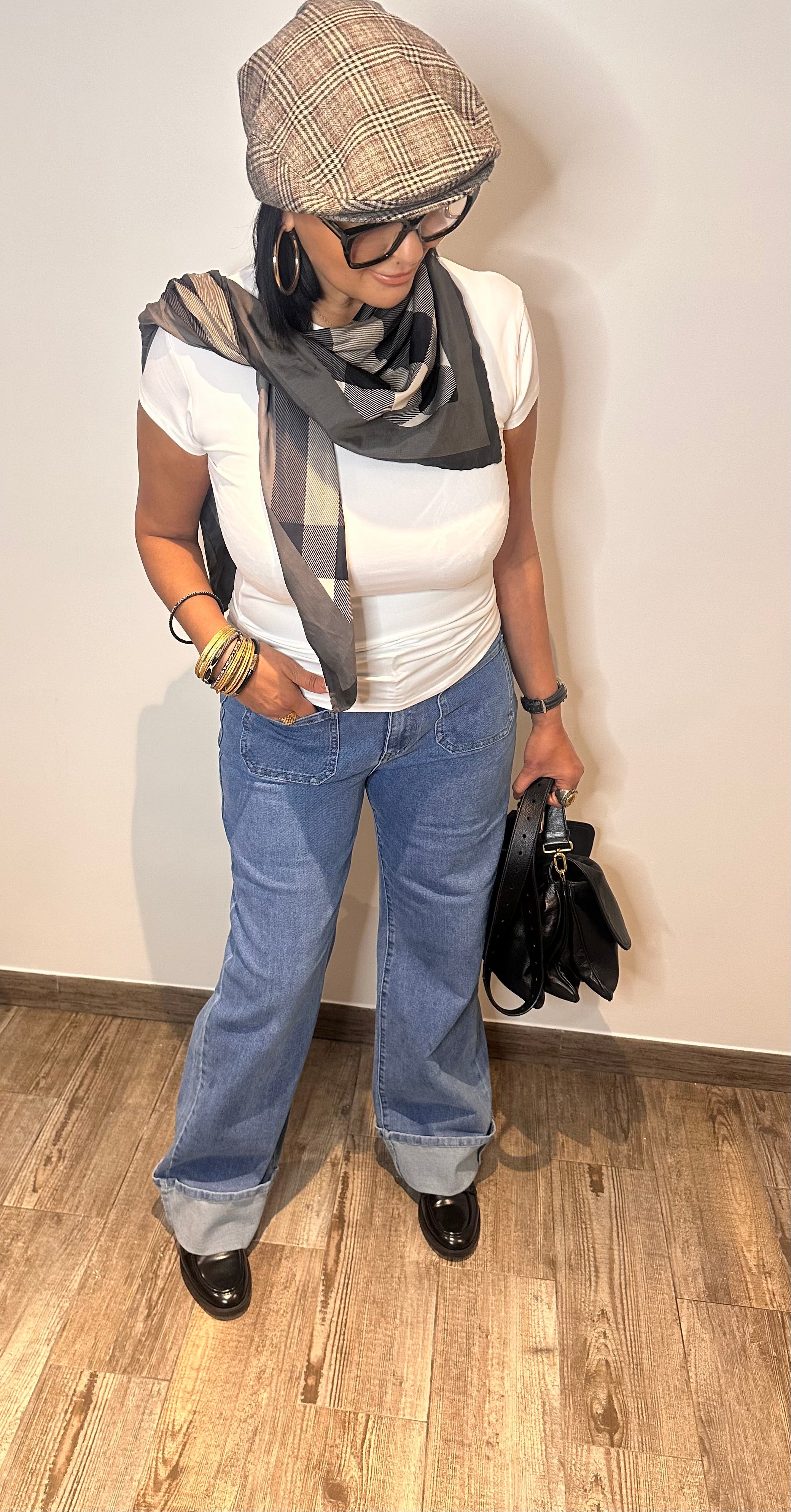 Jean wide leg à revers