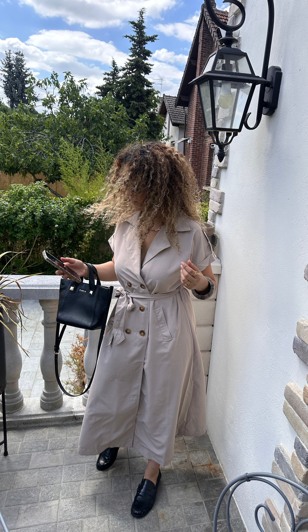 Robe style trench greige
