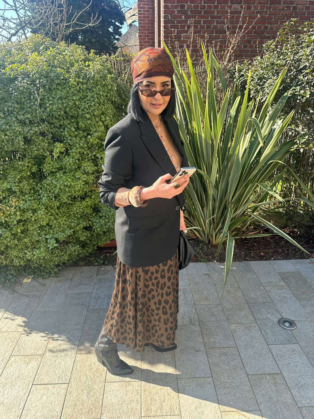 Jupe lépoard satinée marron glacé