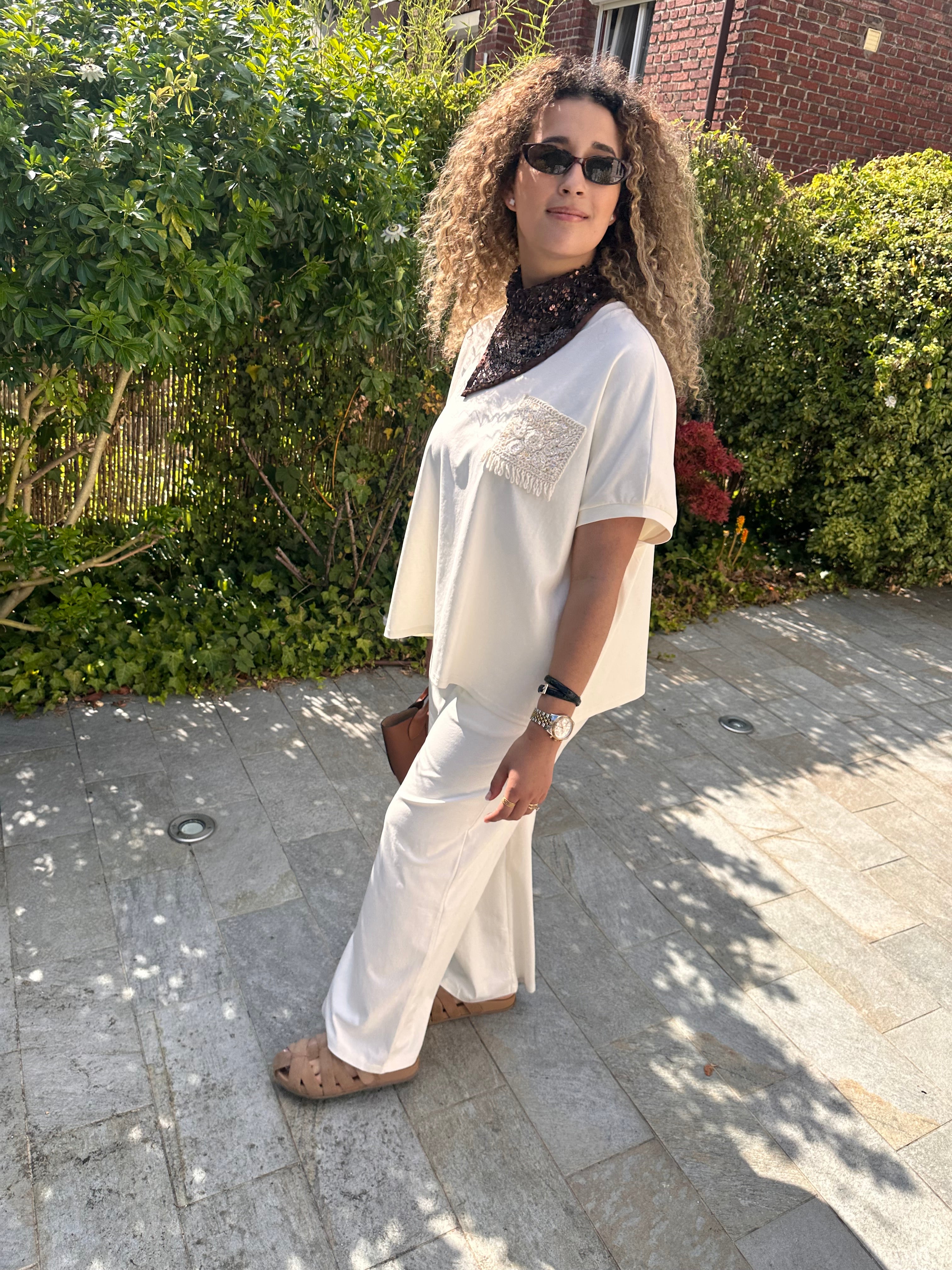Ensemble écru : t-shirt + pantalon