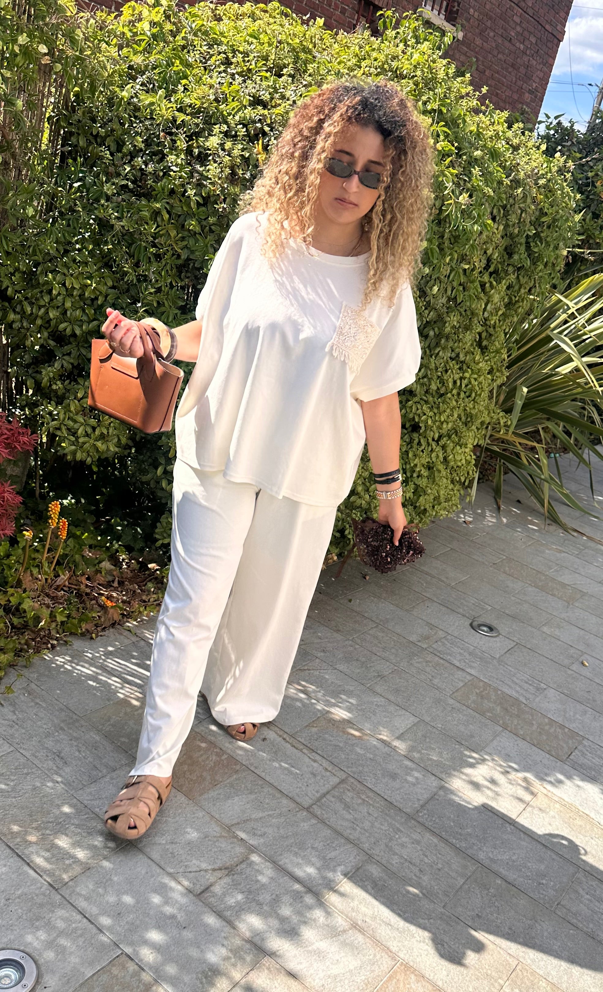 Ensemble écru : t-shirt + pantalon