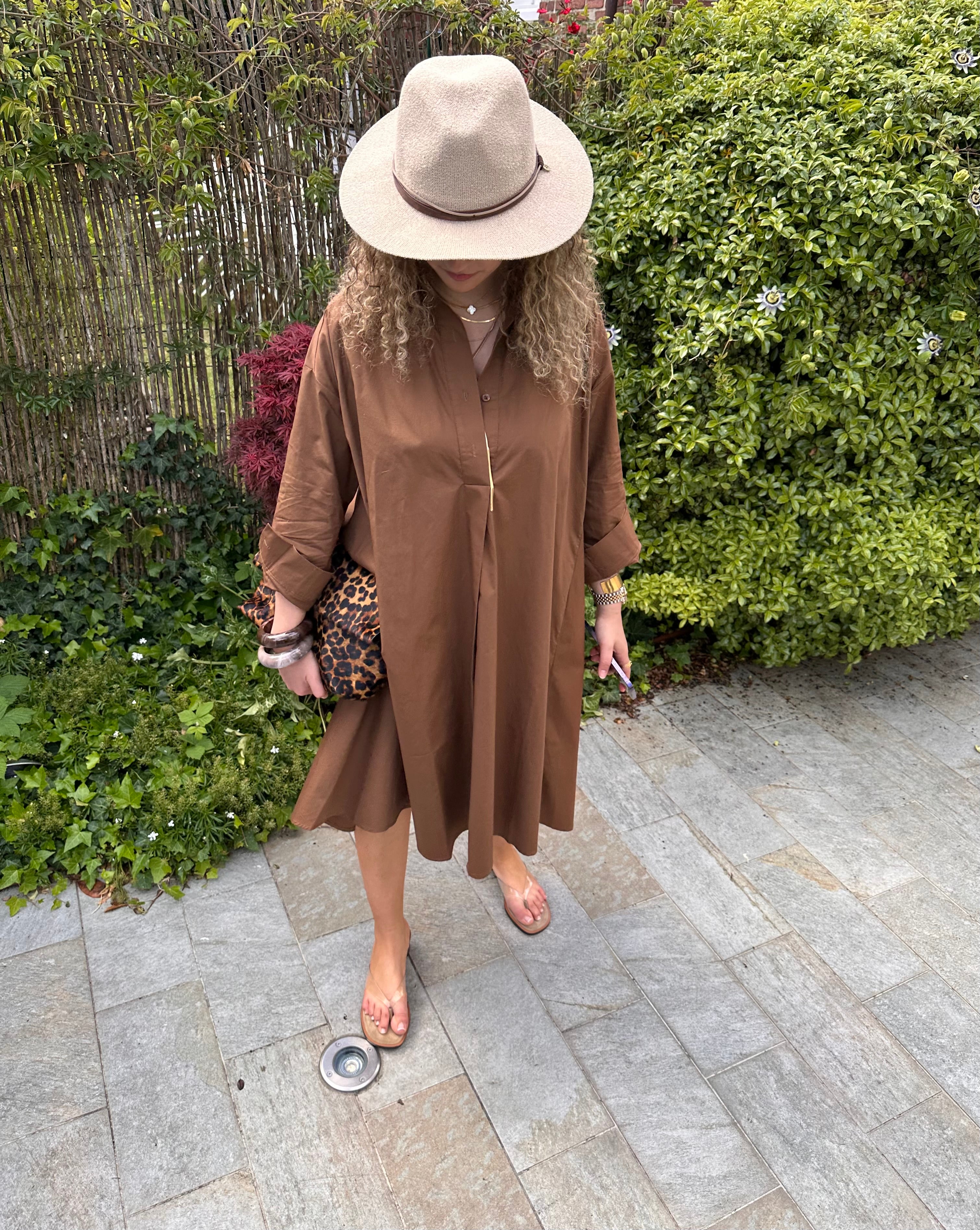 Robe chemise marron