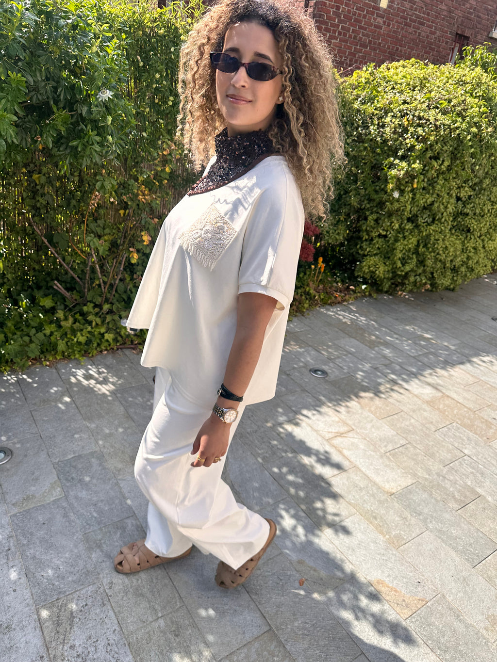 Ensemble écru : t-shirt + pantalon