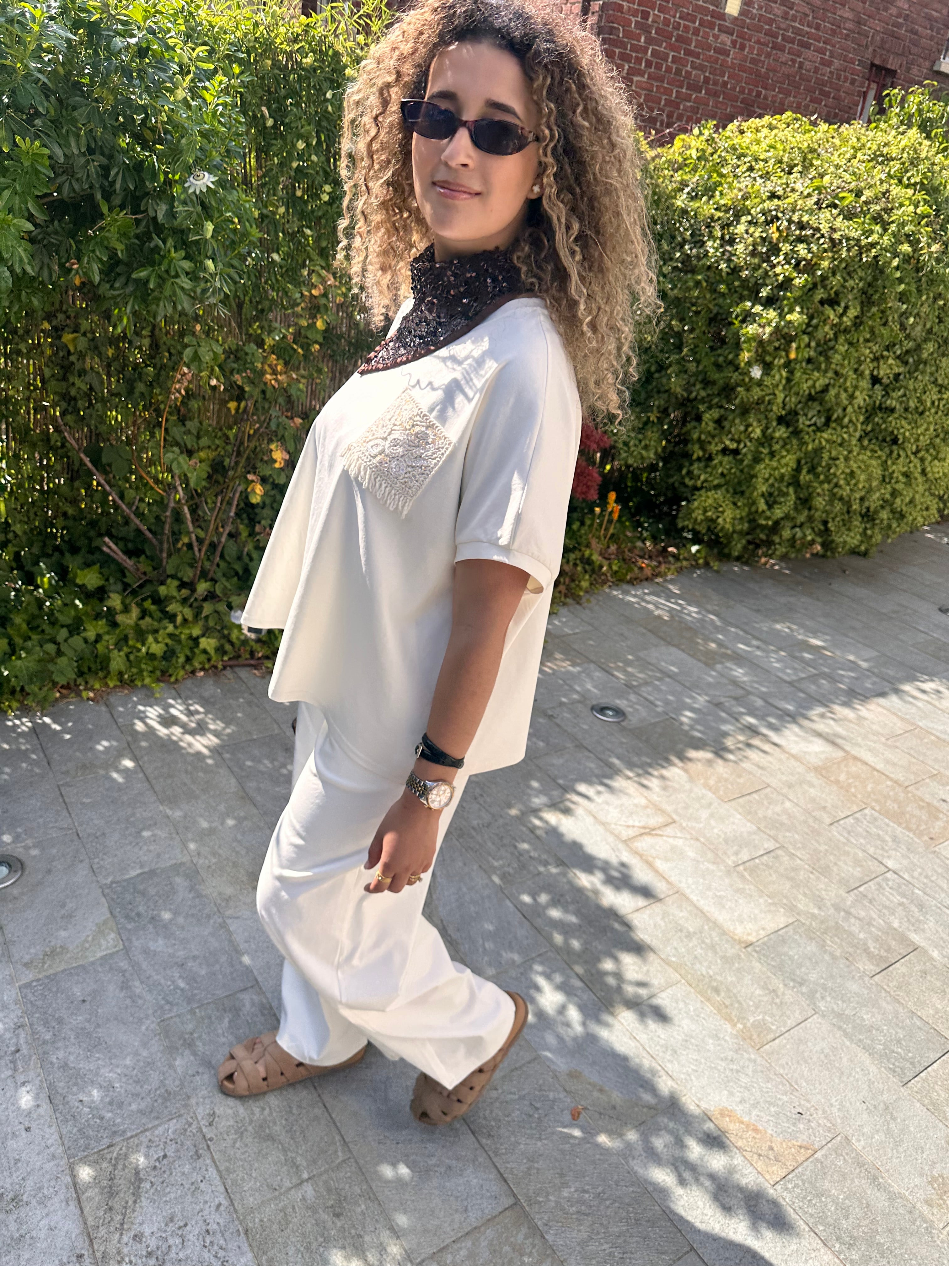 Ensemble écru : t-shirt + pantalon