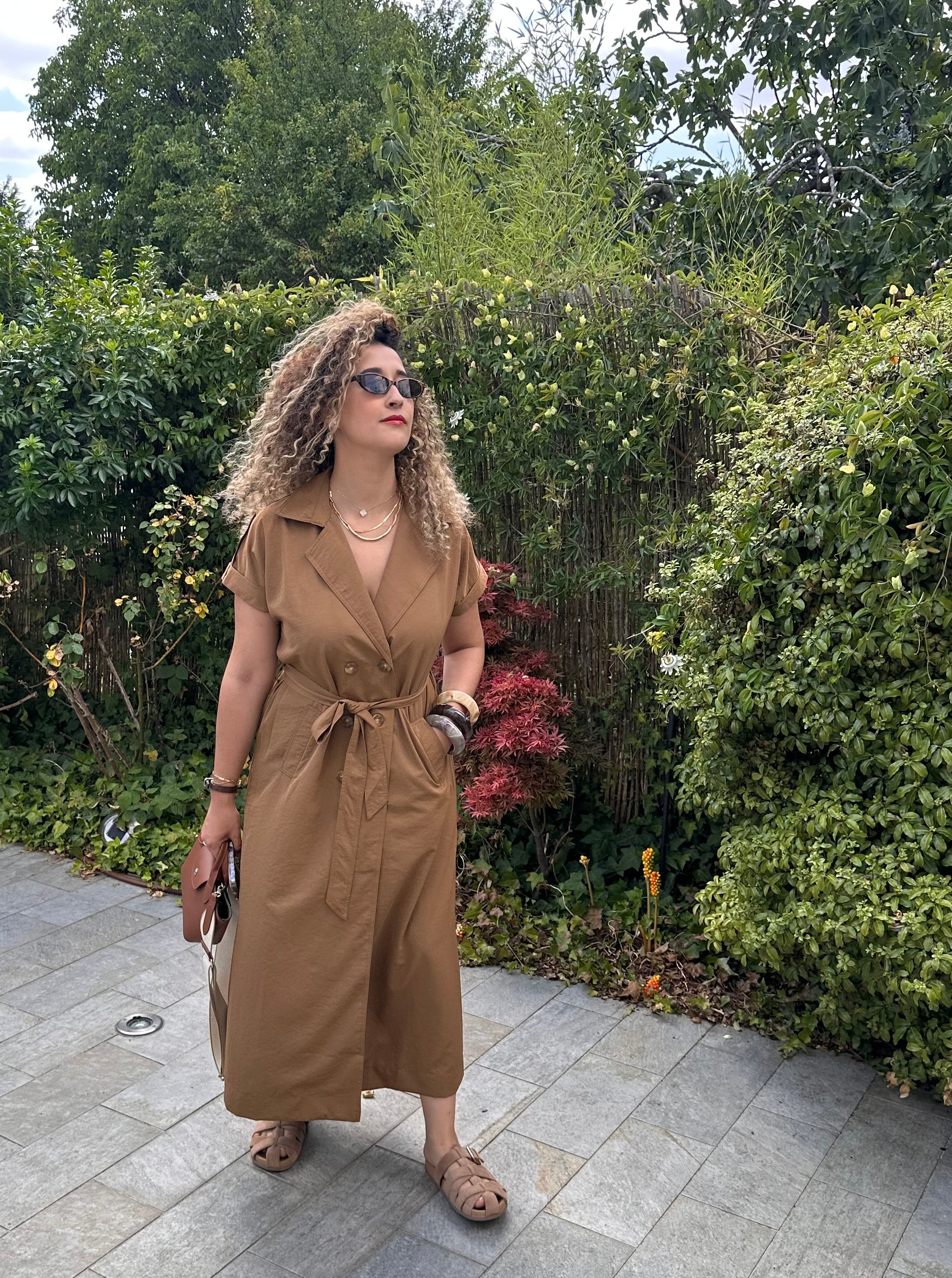 Robe style trench camel